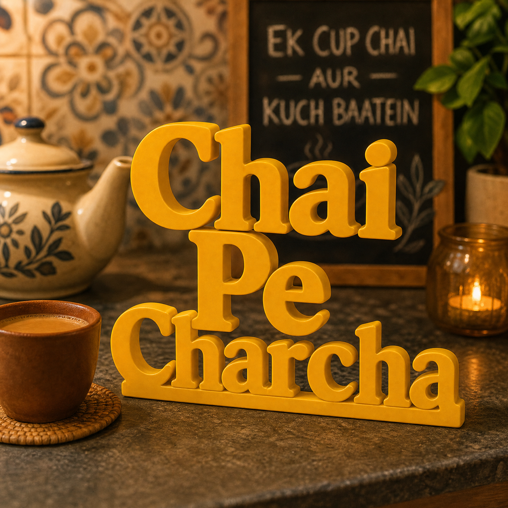 Chai Pe Charcha Table Top Sign | Kitchen & Cafe Decor | Shelf Decor