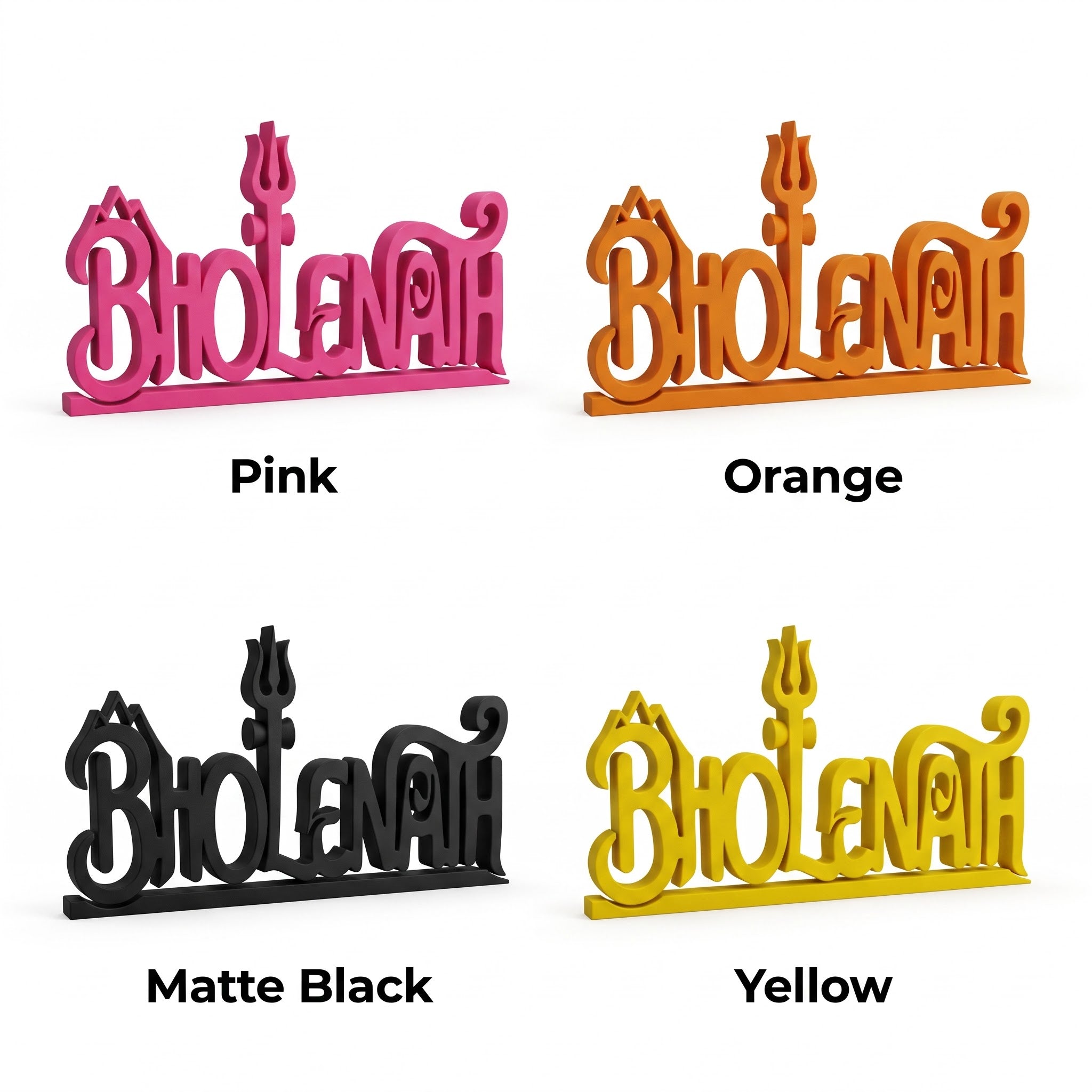 Bholenath Table Top Sign | Religious Word Decor | Desk & Shelf Decor