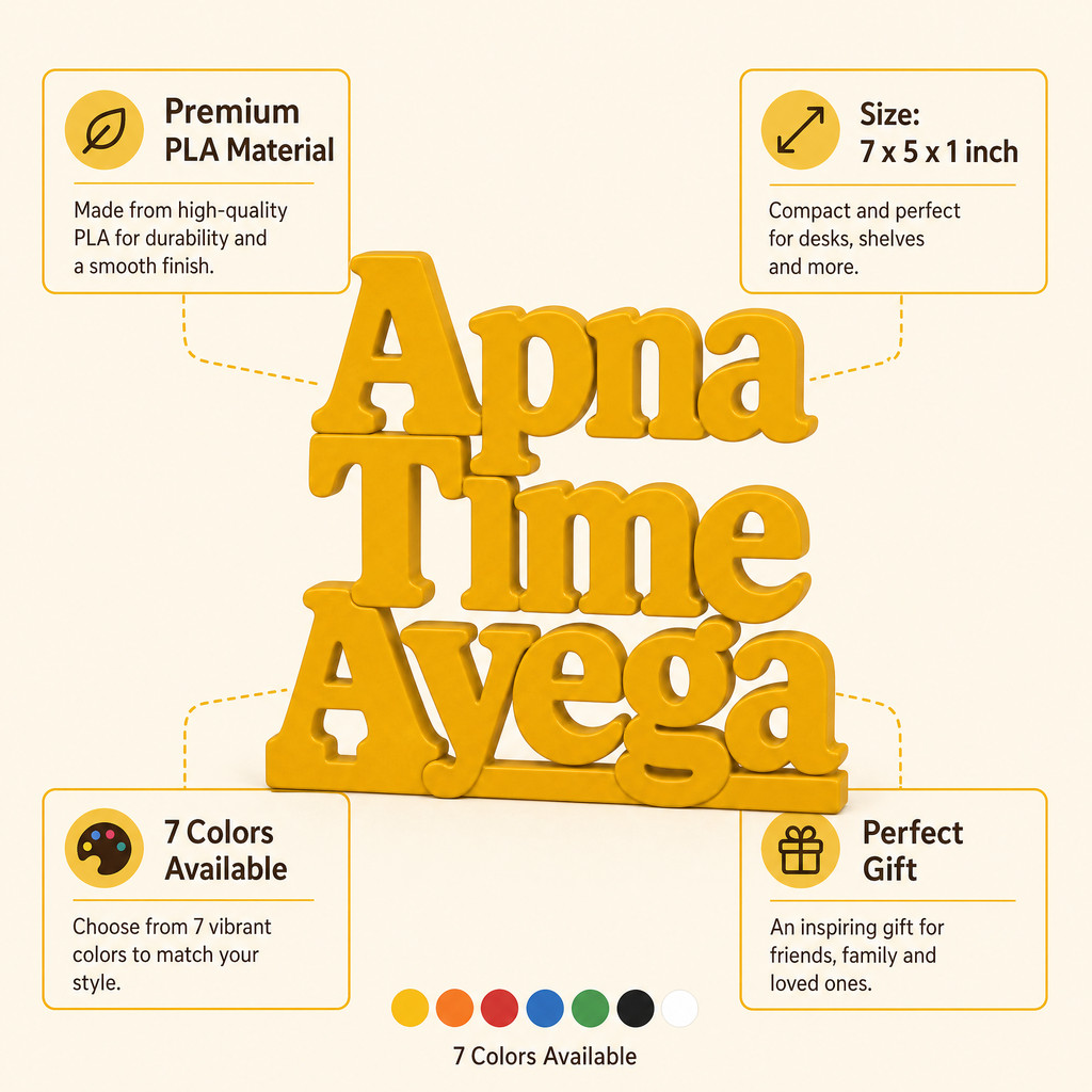 Apna Time Ayega Table Top Sign | Motivational Hindi Decor | Desk Decor