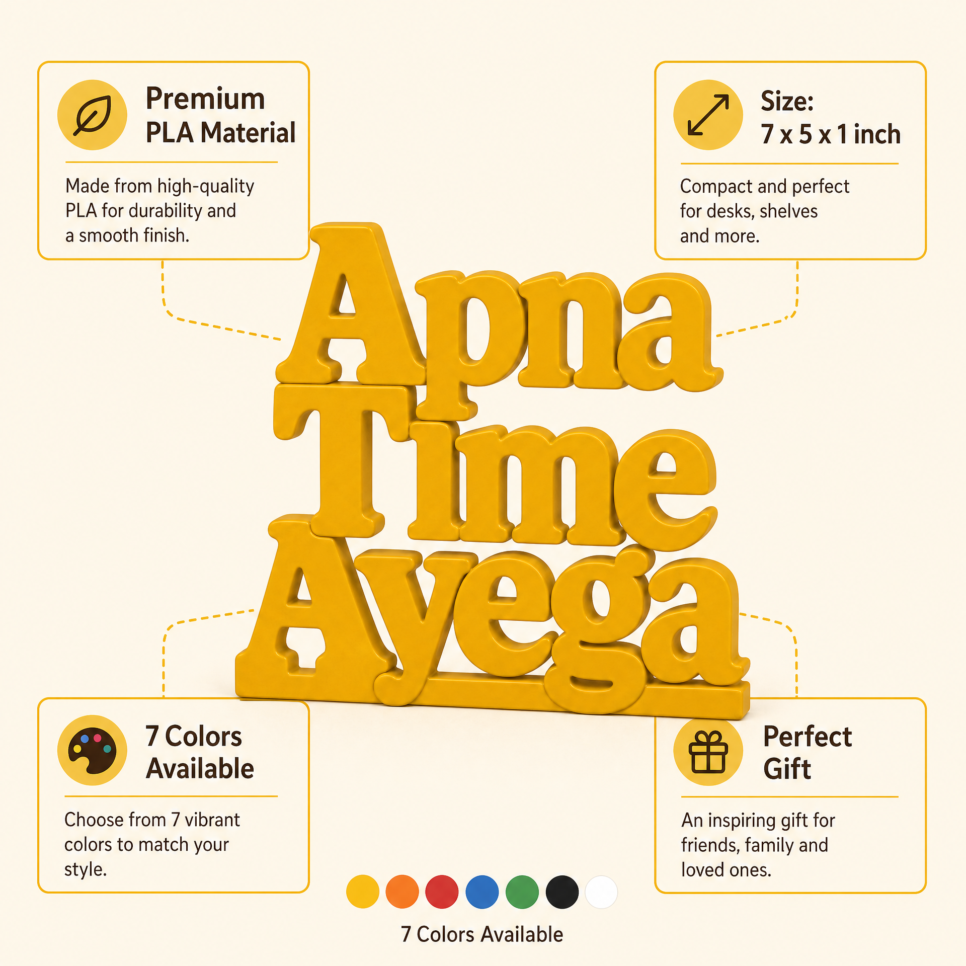 Apna Time Ayega Table Top Sign | Motivational Hindi Decor | Desk Decor
