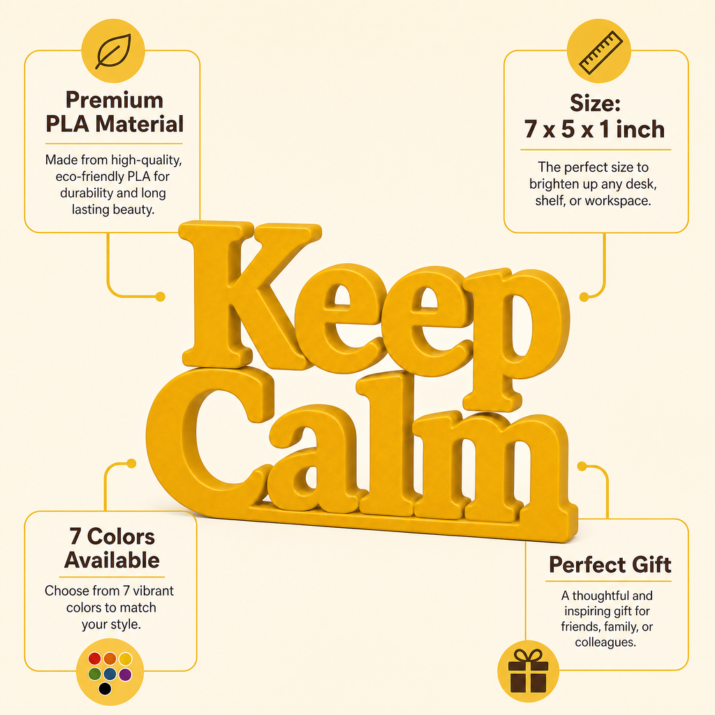 Keep Calm Table Top Sign | Motivational Desk Decor | Office Decor
