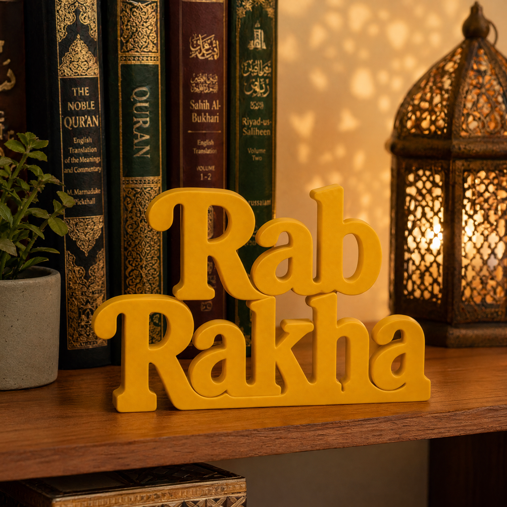 Rab Rakha Table Top Sign | Punjabi Spiritual Decor | Desk & Shelf Decor