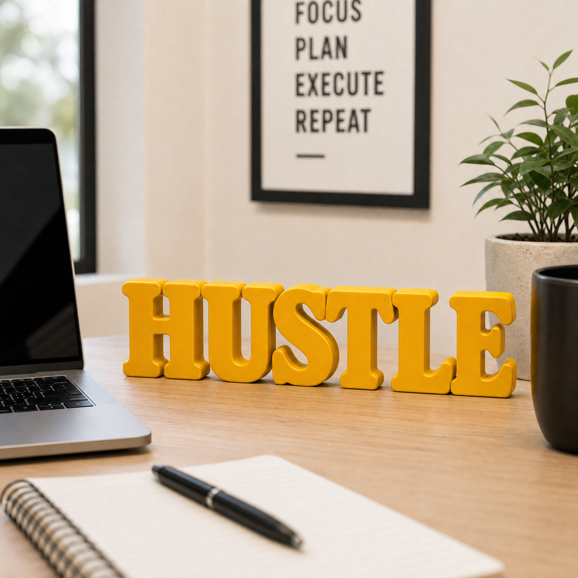 Hustle Table Top Sign | Motivational Desk Decor | Office Decor