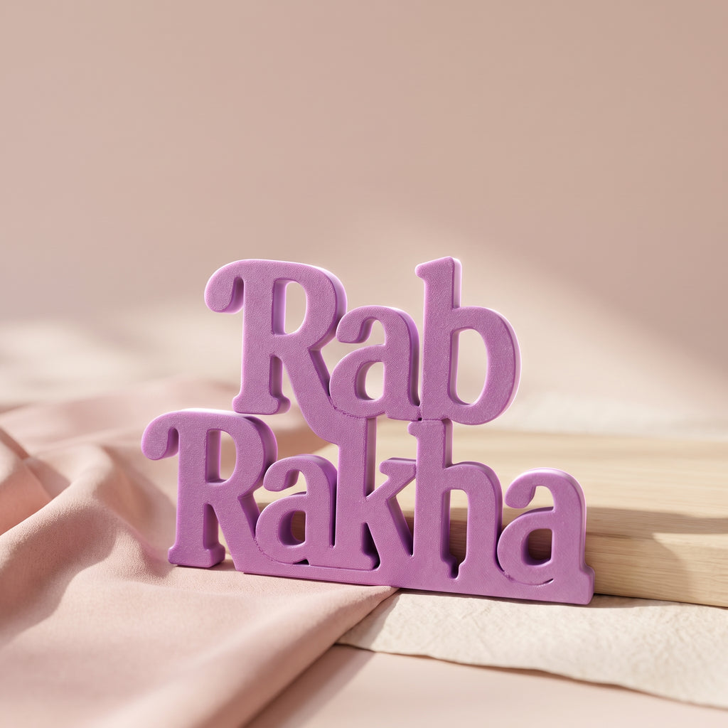 Rab Rakha Table Top Sign | Punjabi Spiritual Decor | Desk & Shelf Decor