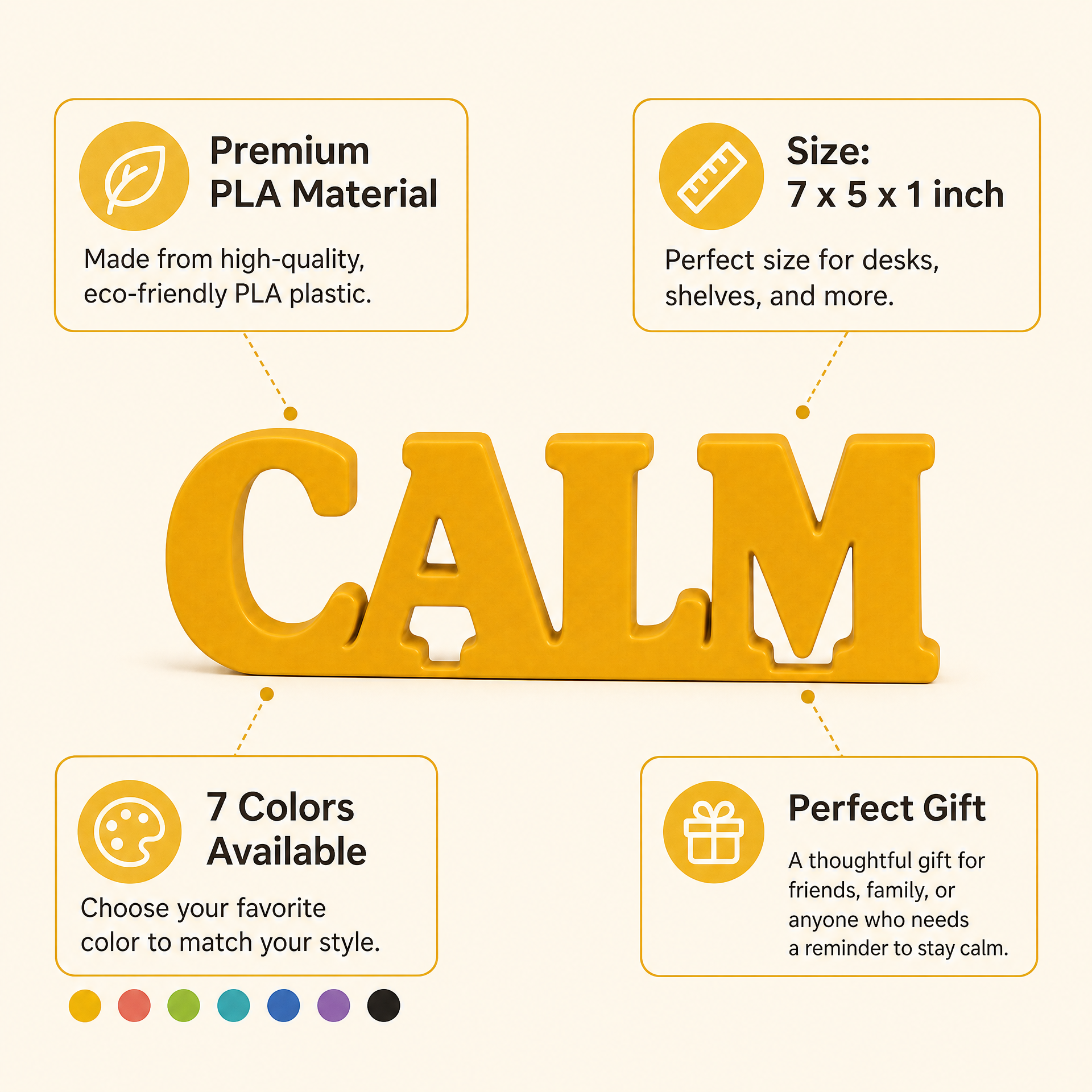 Calm Table Top Sign | Minimalist Desk Decor | Office & Home Decor