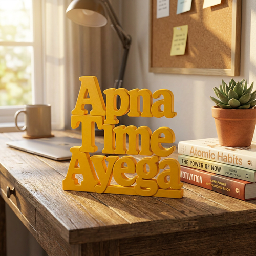 Apna Time Ayega Table Top Sign | Motivational Hindi Decor | Desk Decor