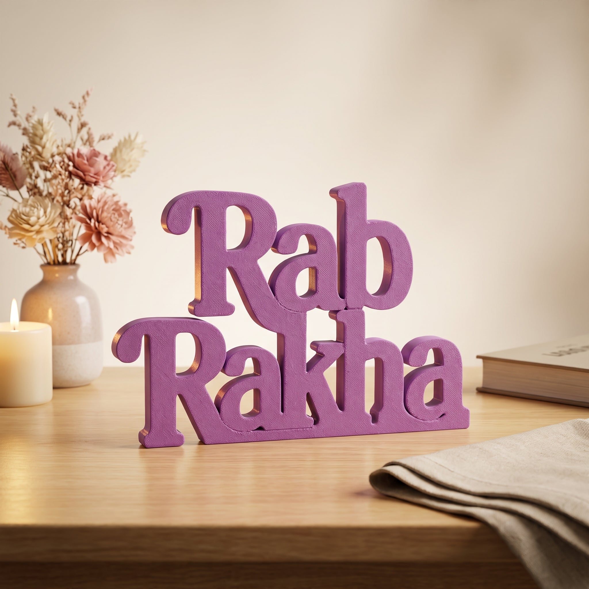 Rab Rakha Table Top Sign | Punjabi Spiritual Decor | Desk & Shelf Decor