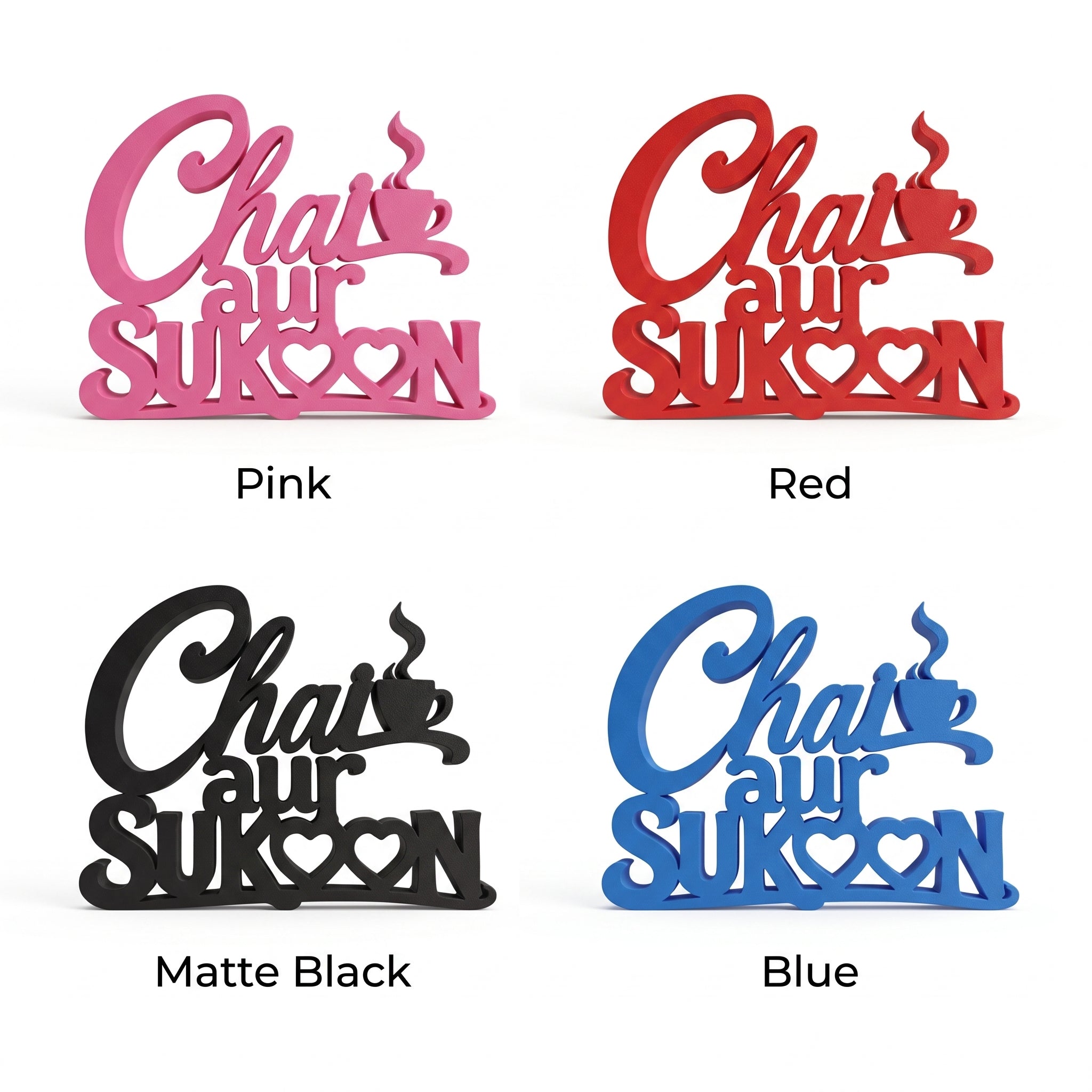Chai Aur Sukoon Table Top Sign | Kitchen & Cafe Decor | Shelf Decor