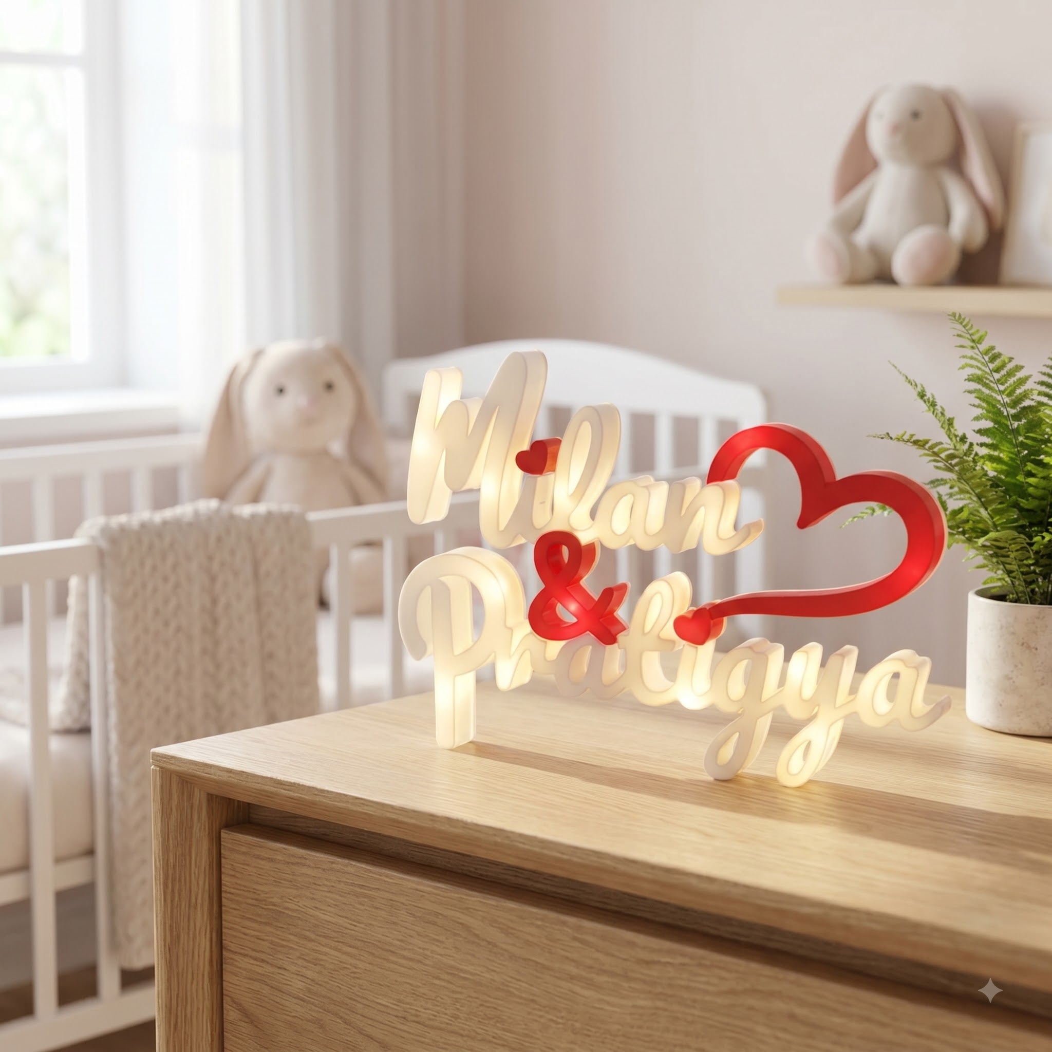 Custom Couple Name Stand Lamp | Personalized Love Sign | Table Top Decor | Wedding, Anniversary & Valentine Gift