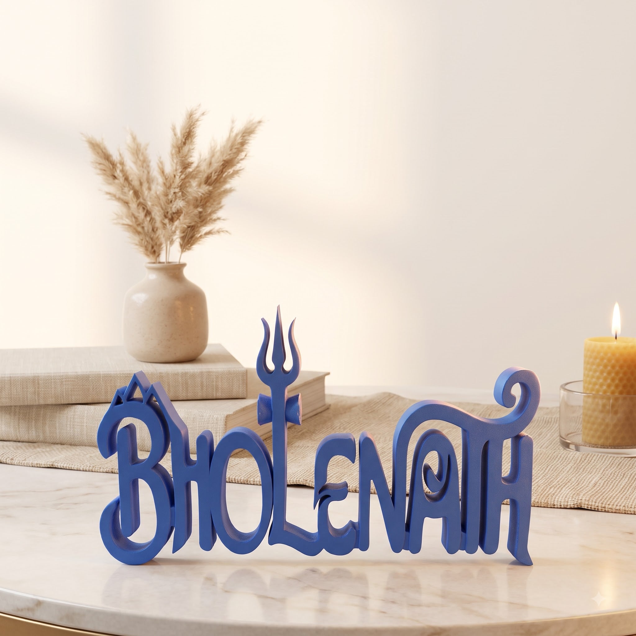 Bholenath Table Top Sign | Religious Word Decor | Desk & Shelf Decor