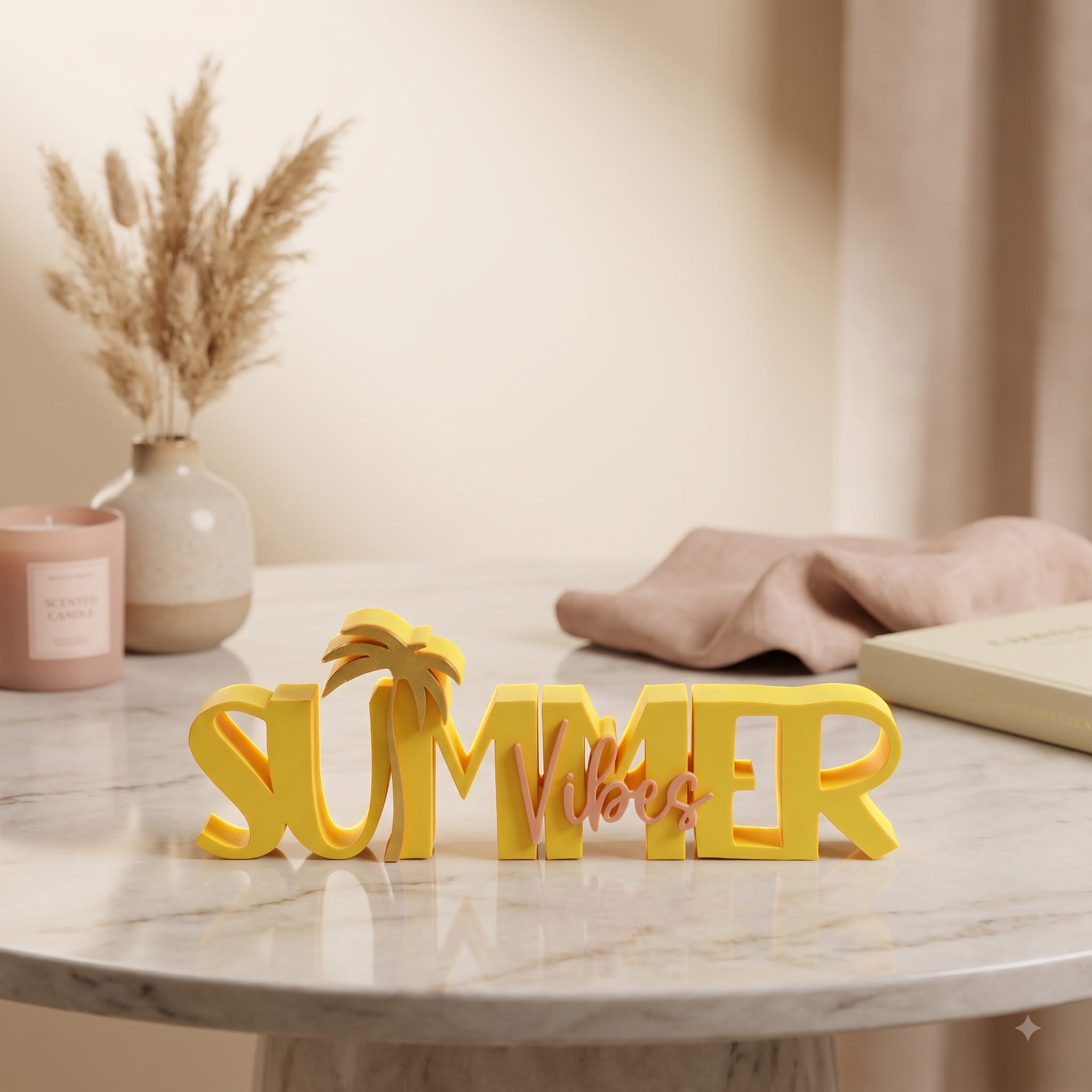 Summer Vibes Table Top Sign | Word Decor | Desk & Shelf Decor