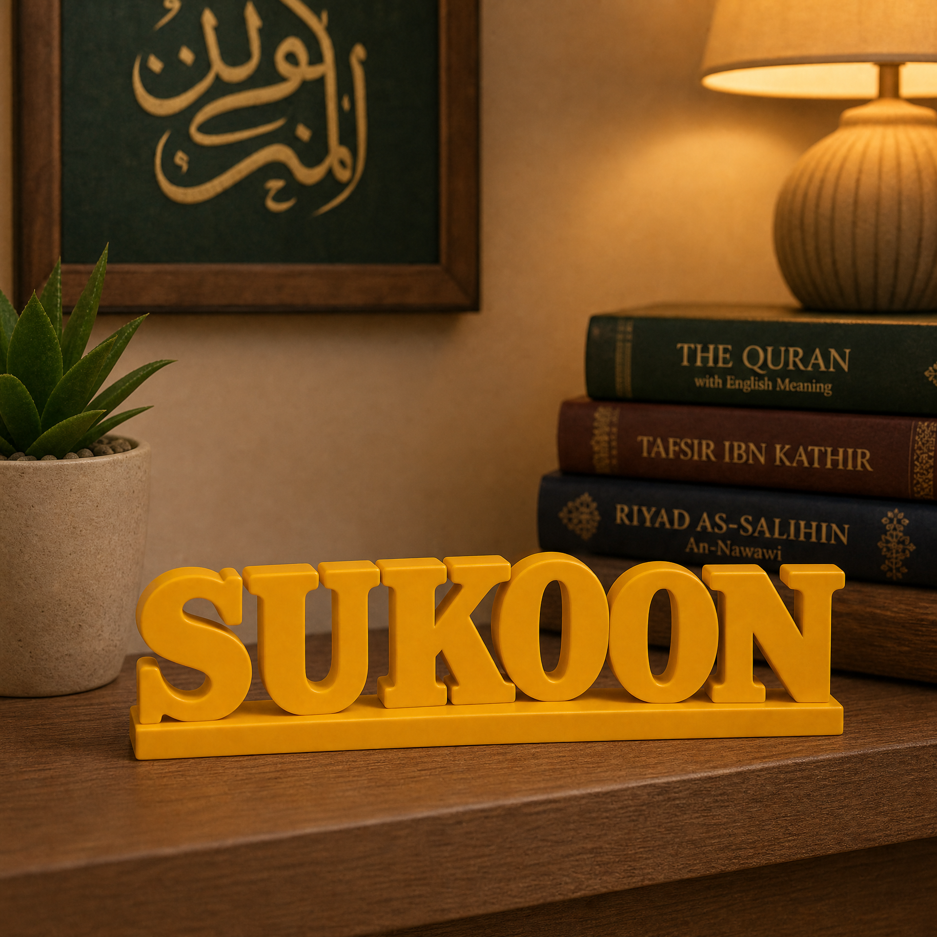 Sukoon Table Top Sign | Urdu Word Decor | Desk & Shelf Decor