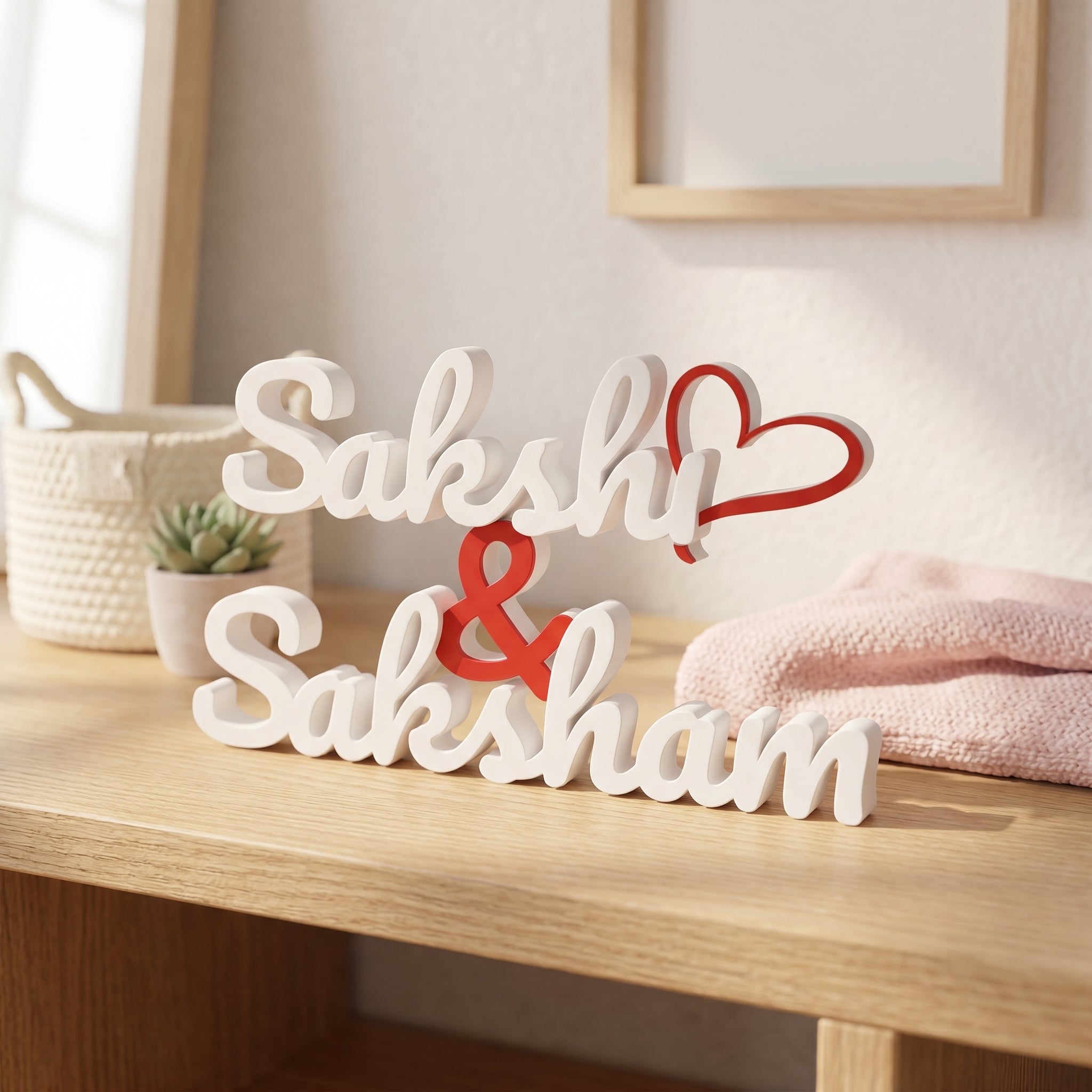 Custom Couple Name Stand | Personalized Love Sign | Table Top Decor | Wedding, Anniversary & Valentine Gift