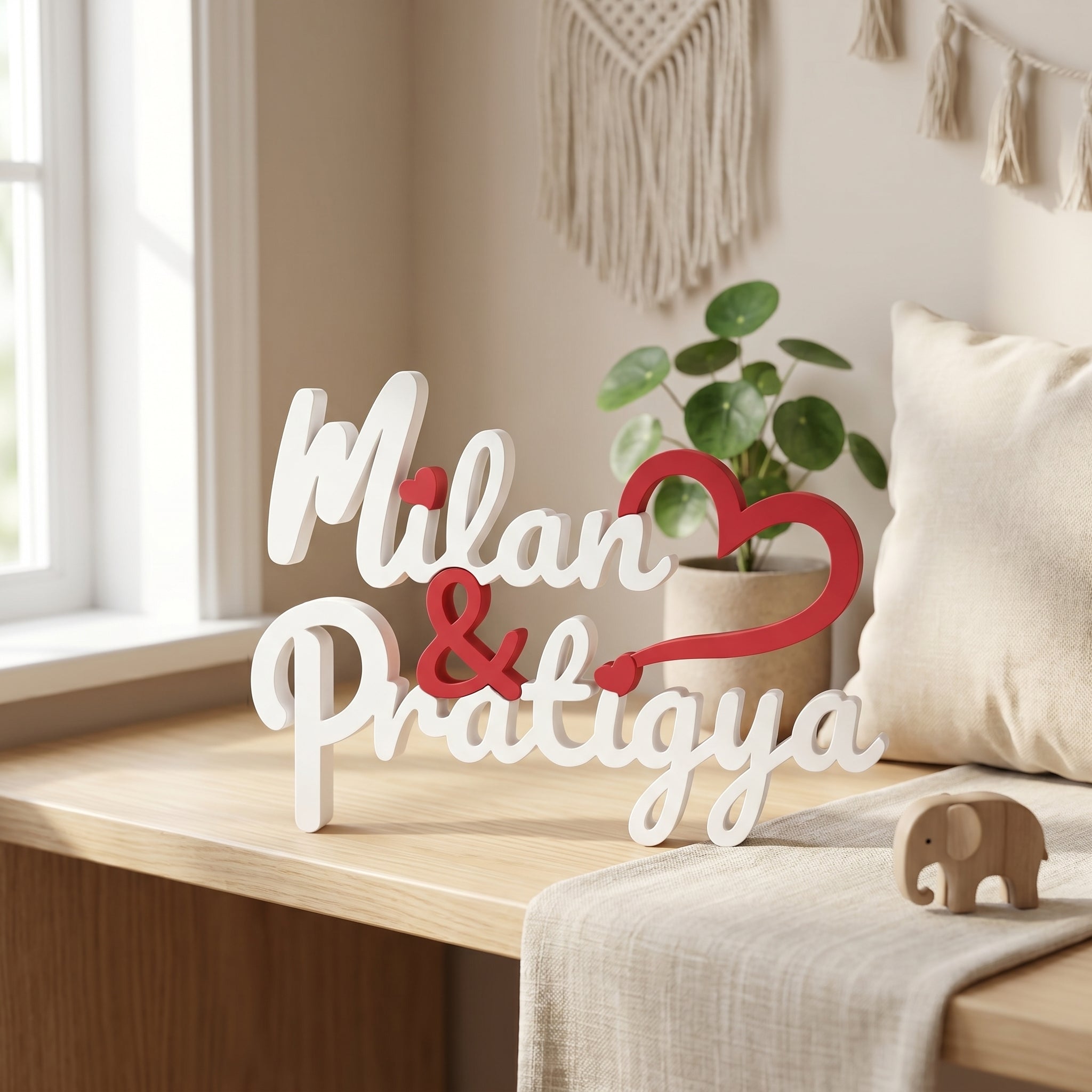 Custom Couple Name Stand Lamp | Personalized Love Sign | Table Top Decor | Wedding, Anniversary & Valentine Gift