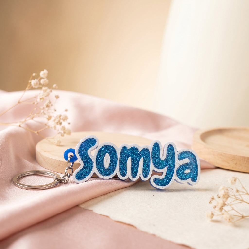 Personalized Resin Name Keychain | Glittery | Quirky