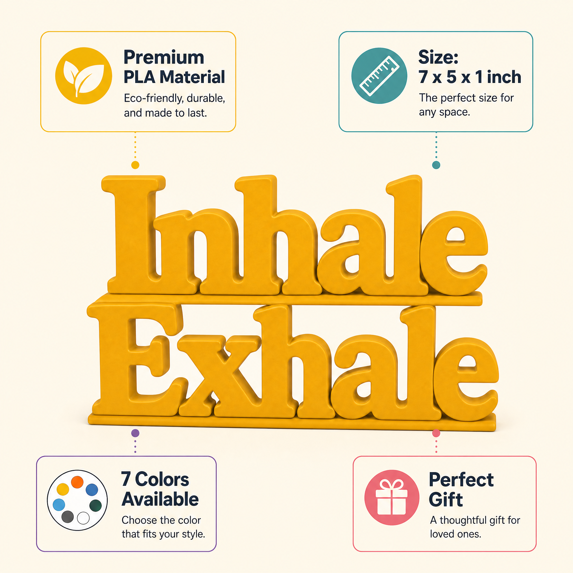 Inhale Exhale Table Top Sign | Mindfulness Decor | Desk & Shelf Decor
