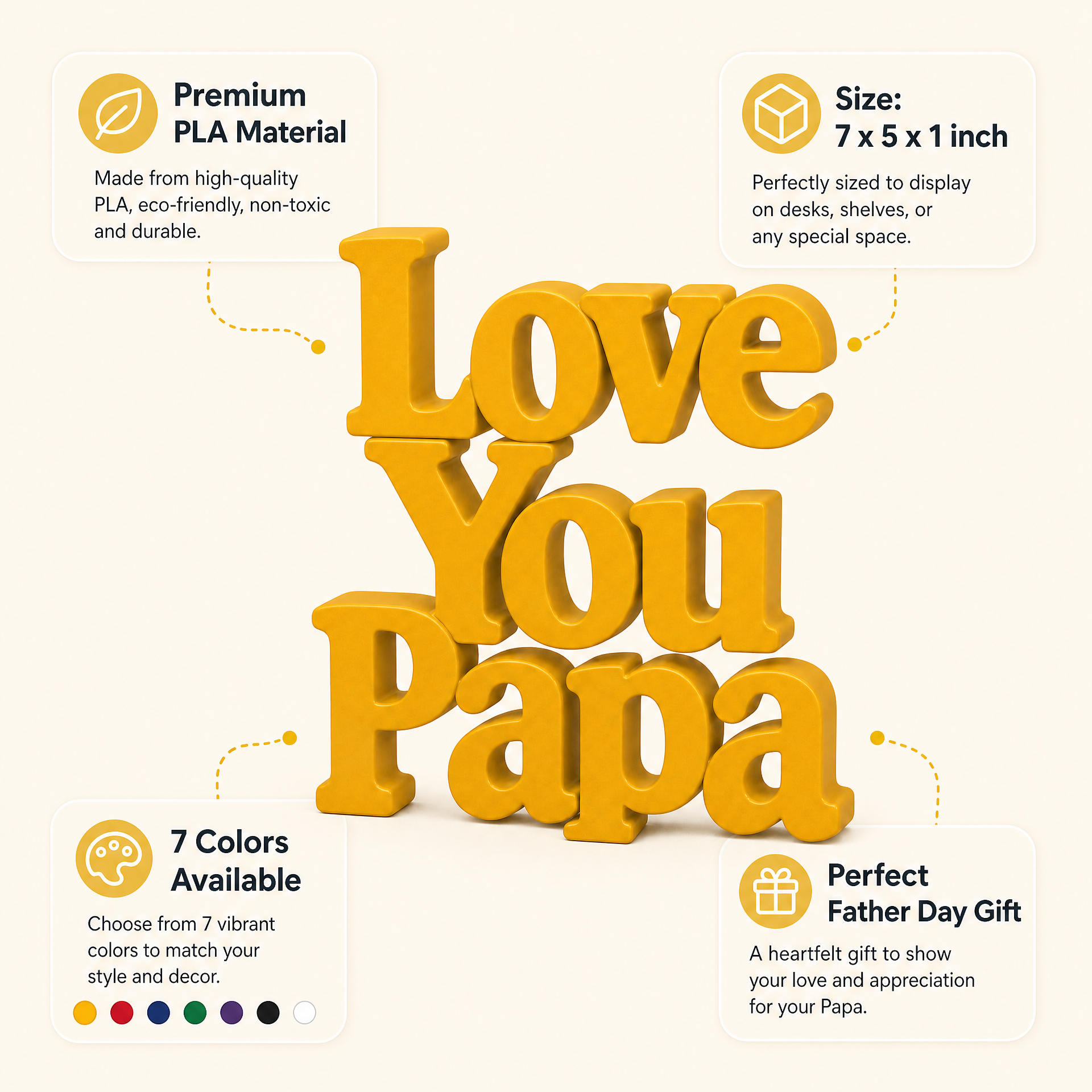Love You Papa Table Top Sign | Father's Day Gift | Desk Decor