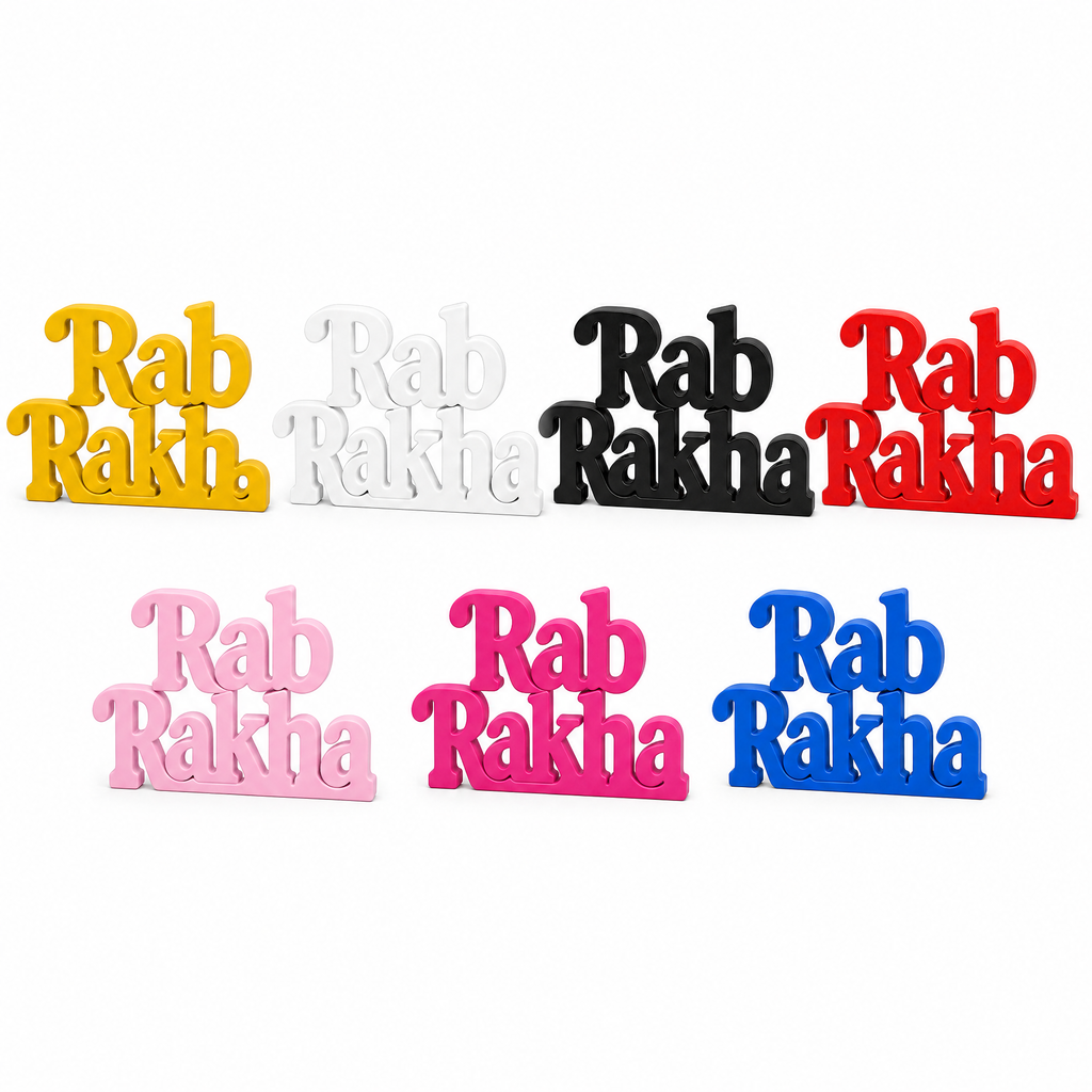 Rab Rakha Table Top Sign | Punjabi Spiritual Decor | Desk & Shelf Decor