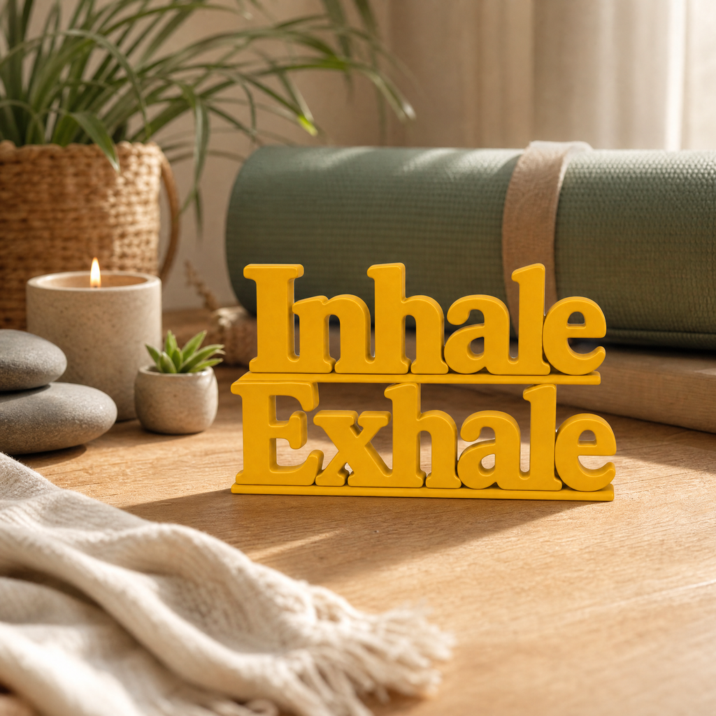 Inhale Exhale Table Top Sign | Mindfulness Decor | Desk & Shelf Decor