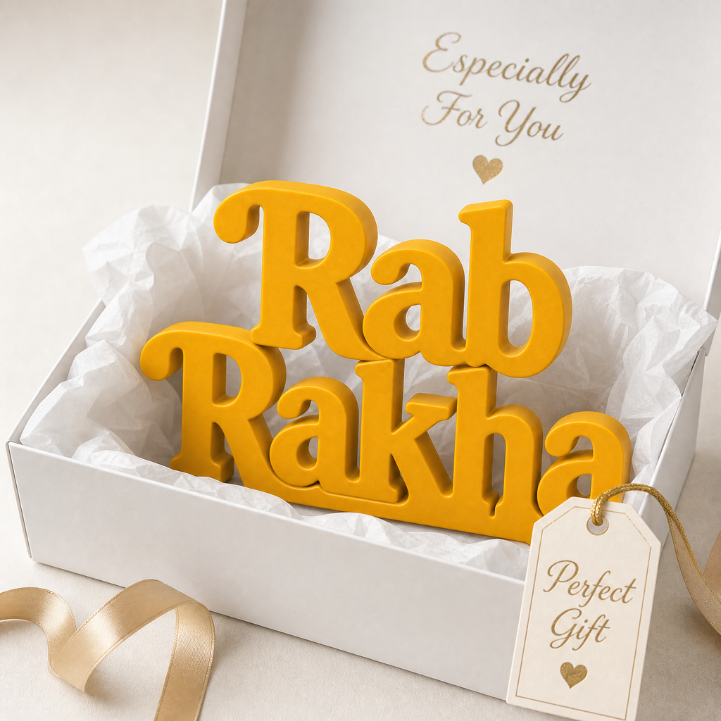 Rab Rakha Table Top Sign | Punjabi Spiritual Decor | Desk & Shelf Decor