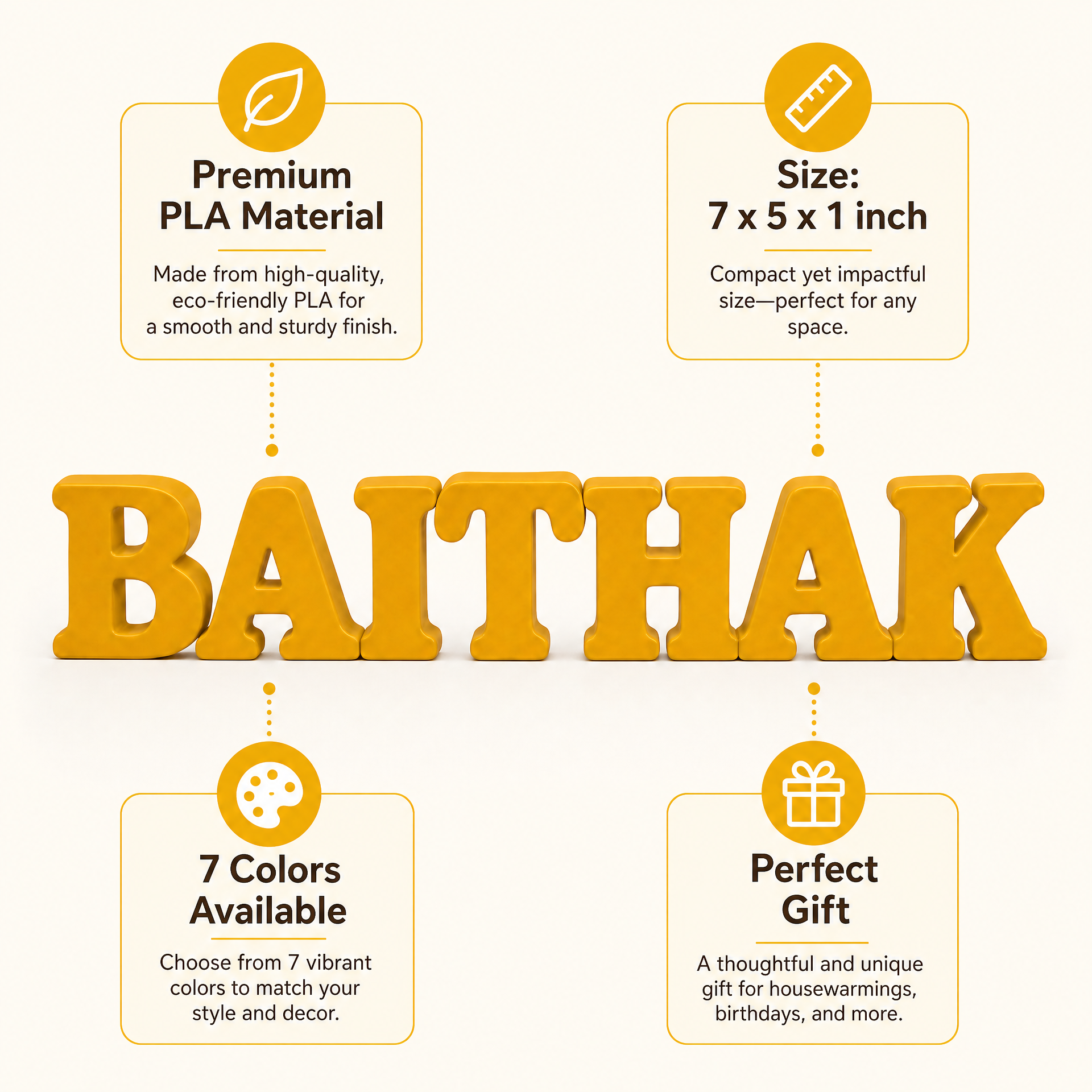 Baithak Table Top Sign | Living Room Decor | Urdu Hindi Shelf Decor