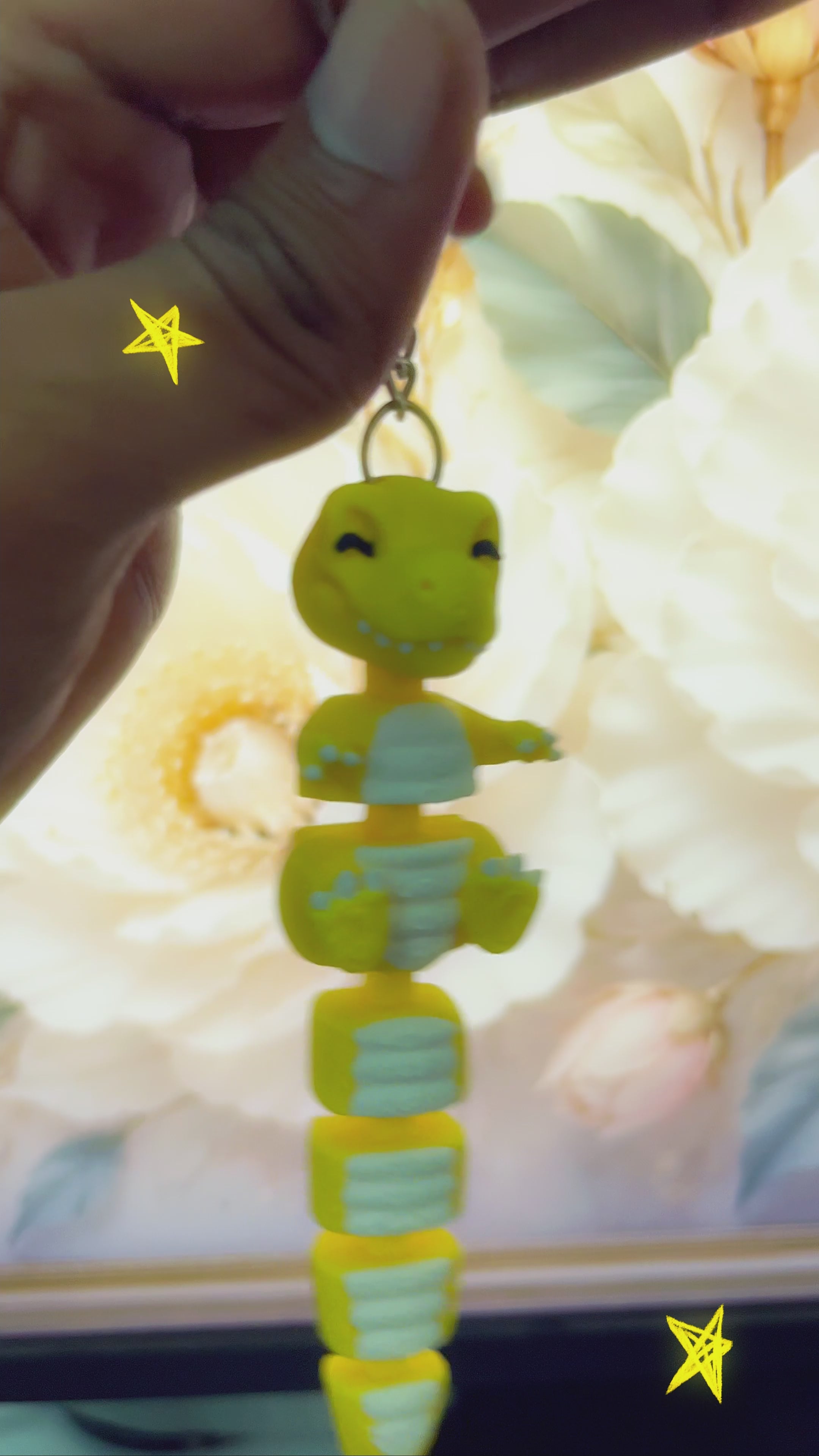 Yellow Dinosaur Paws Flexi dual-color Bag Charm | Kawaii Keychain