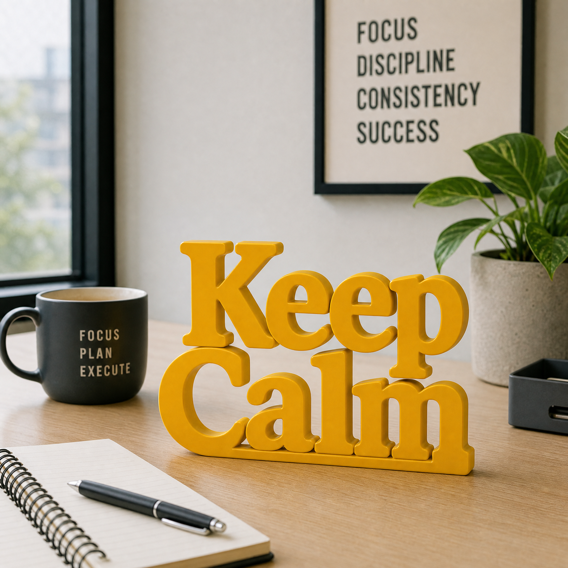Keep Calm Table Top Sign | Motivational Desk Decor | Office Decor