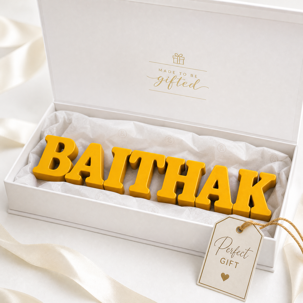 Baithak Table Top Sign | Living Room Decor | Urdu Hindi Shelf Decor