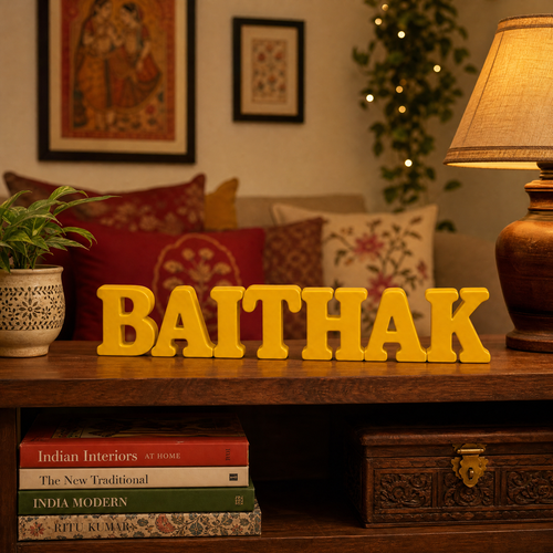 Baithak Table Top Sign | Living Room Decor | Urdu Hindi Shelf Decor